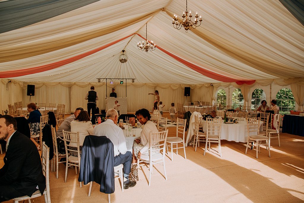 Internal view of the marquee with guests